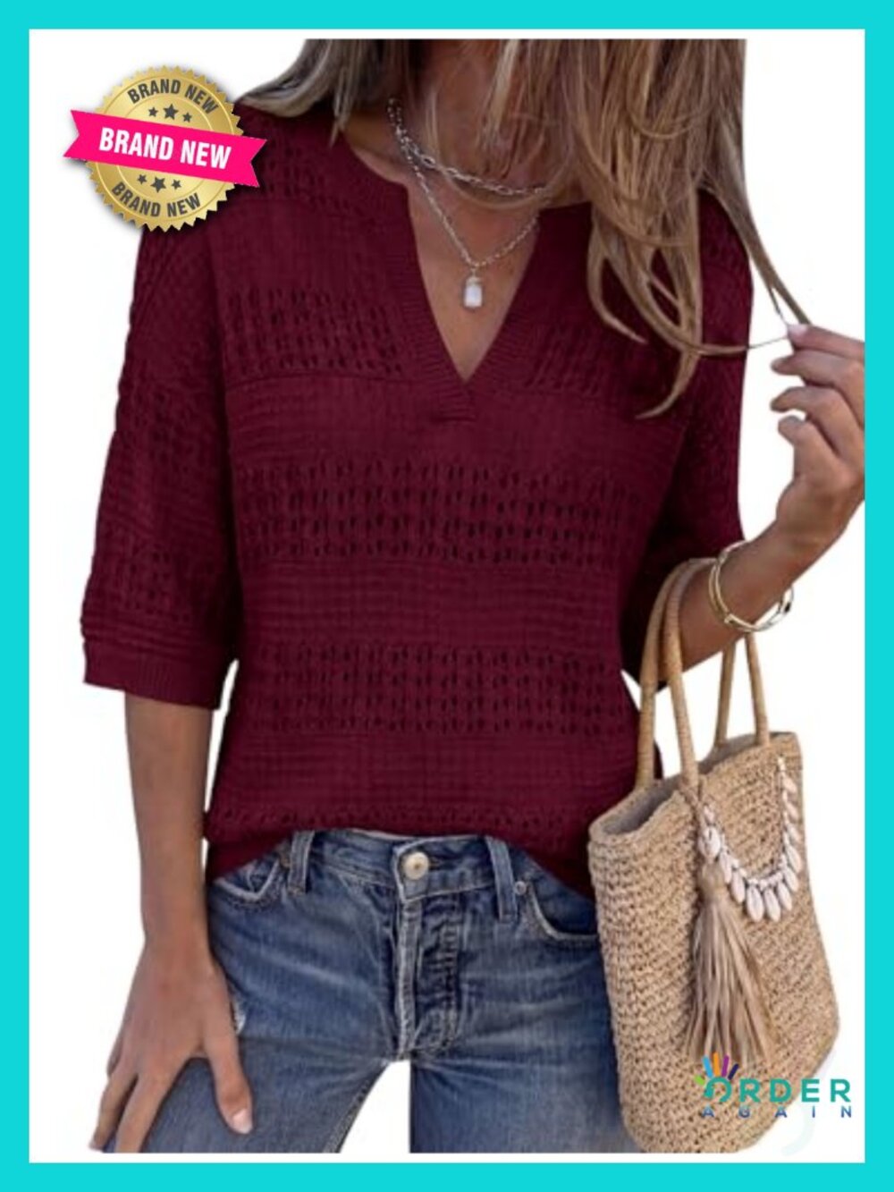 Womens Crochet Knit Short Sleeve Oversized Sweater Beach Cover Up